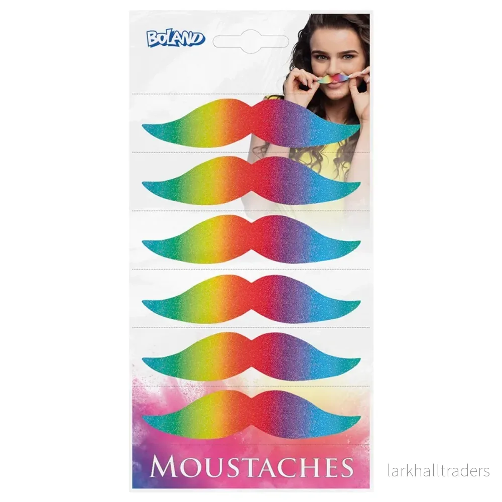 Mustascher, regnbåge 6 st Mustascher, regnbåge 6 st