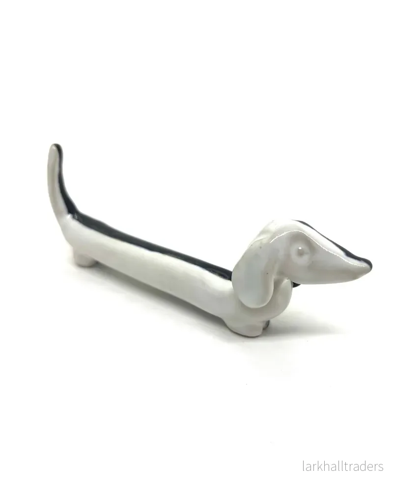 Keramik Butter Dachshund - svart och vit