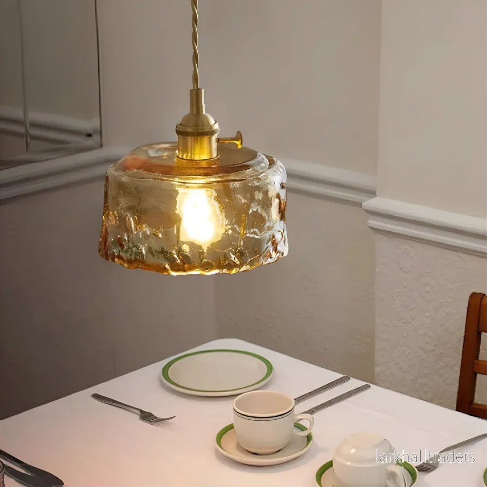 Brassoria – Vintage Glaspendellampa i Antik Mässing - Bild 2