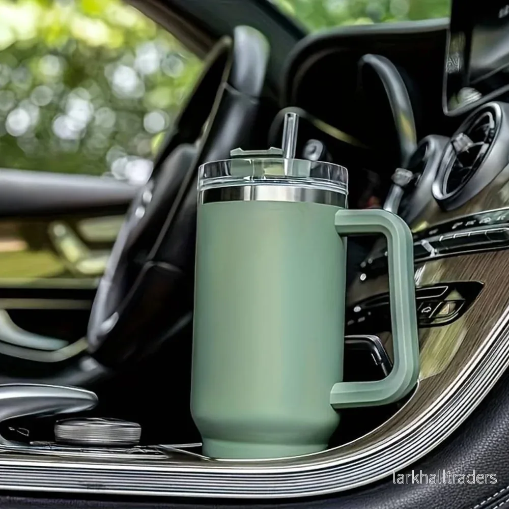 Tumbler termomugg 1200 ml med handtag, lock och sugrör - Bild 2