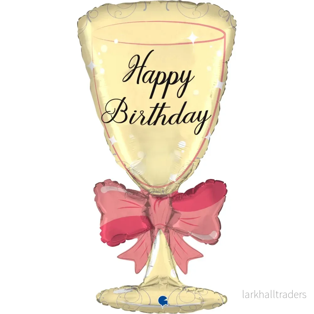 Folieballong, happy birthday glass shape 73 cm