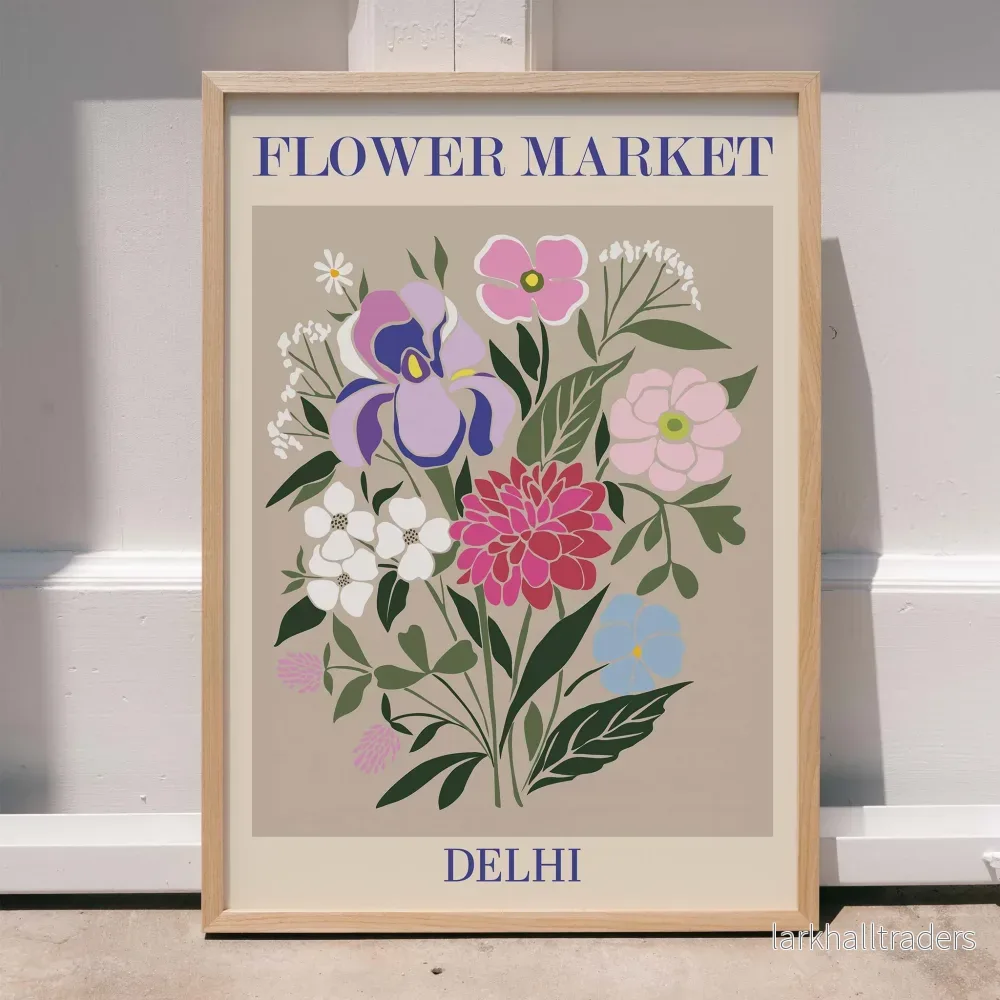 Blommarknad – Delhi Poster Blommarknad – Delhi Poster