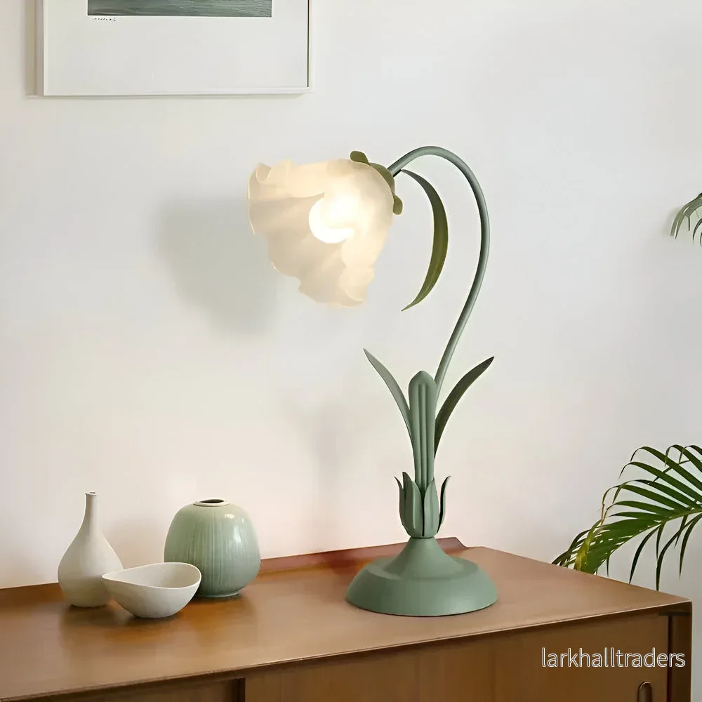 Fleur de Lumière – Bordslampa i fransk antik stil med blomsterdesign – Dekorativ lampa för sovrum & vardagsrum - Bild 2