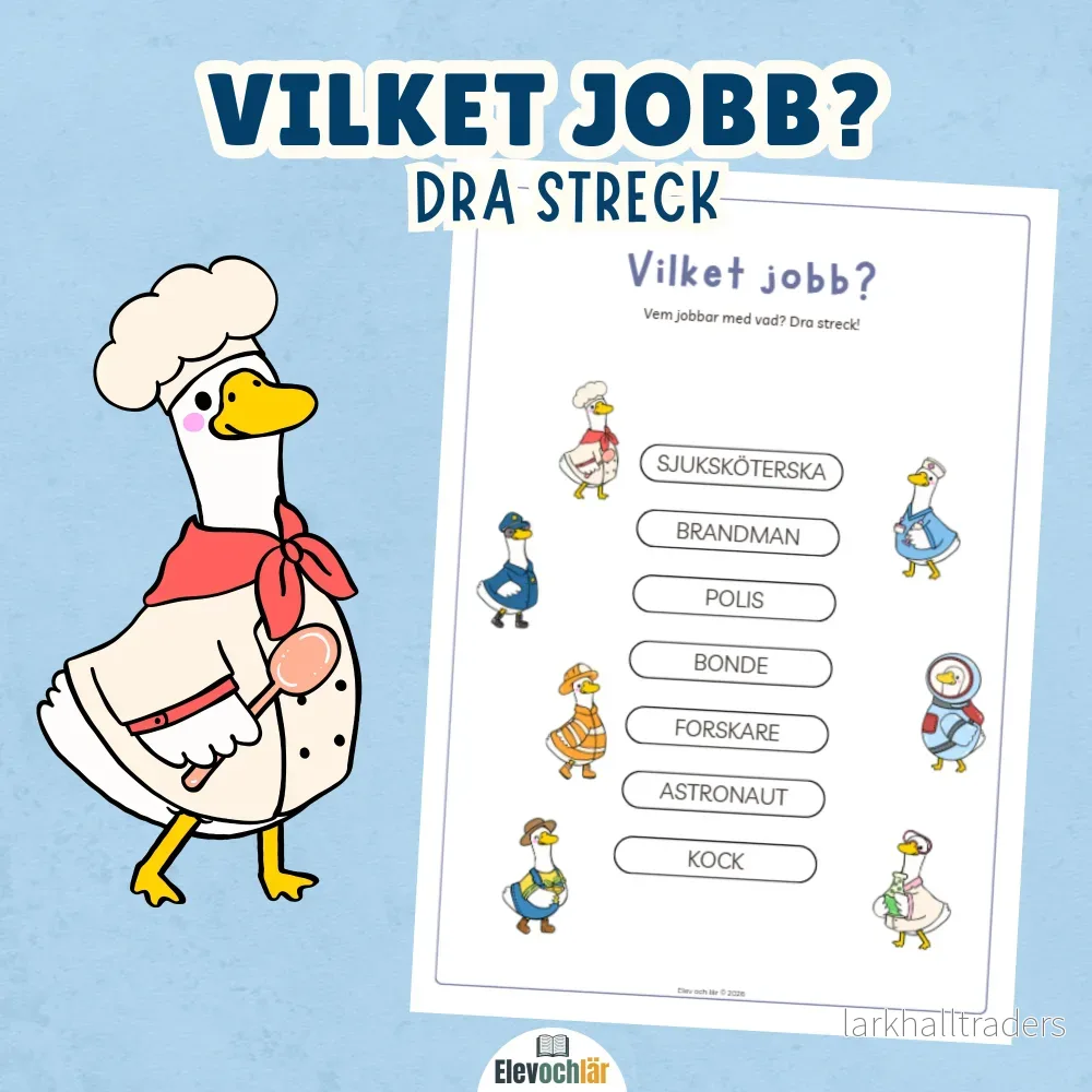 Dra streck mellan ankor och deras yrken