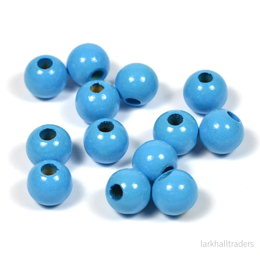 Träpärlor, 8mm, himmelsblå, 60st Träpärlor, 8mm, himmelsblå, 60st