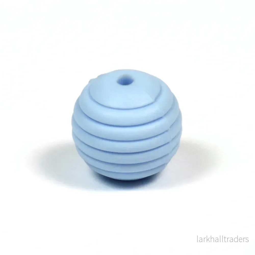Räfflad silikonpärla, ljusblå, 15mm Räfflad silikonpärla, ljusblå, 15mm