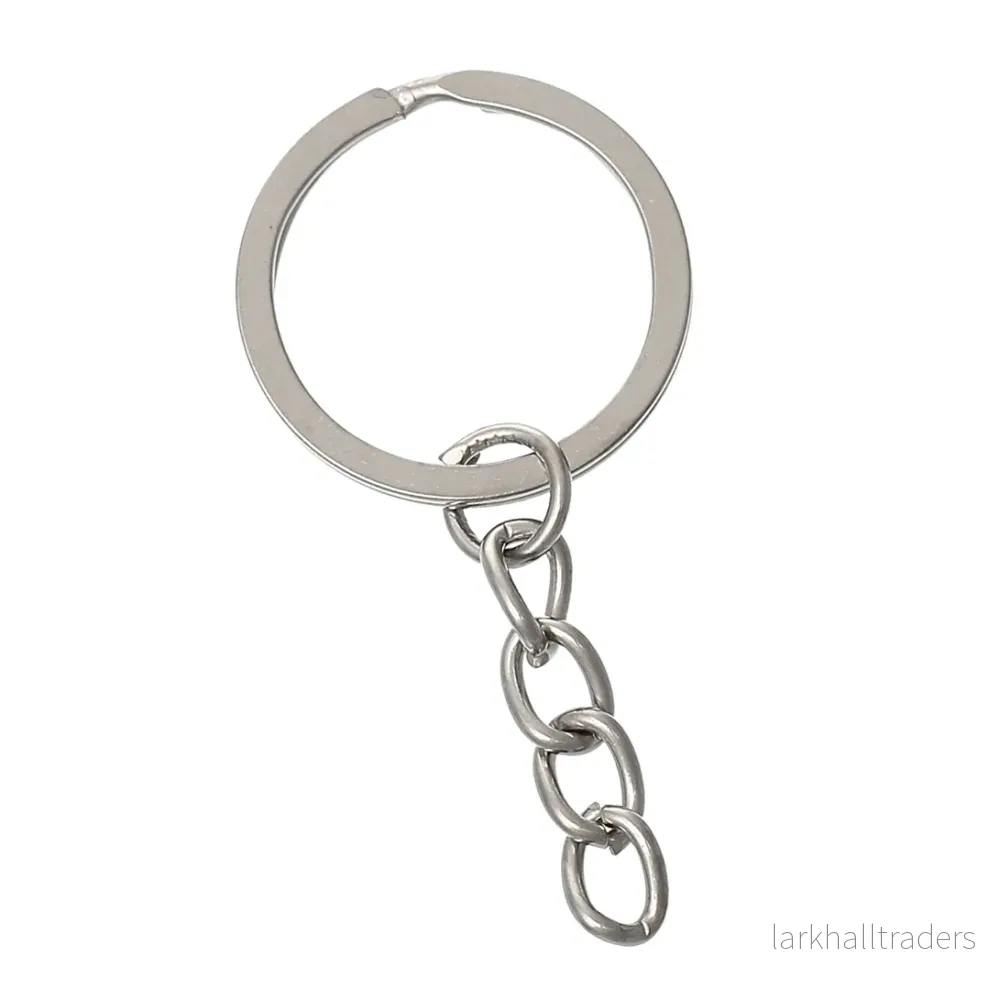 Platta nyckelringar med kedjelänkar, 25mm Platta nyckelringar med kedjelänkar, 25mm