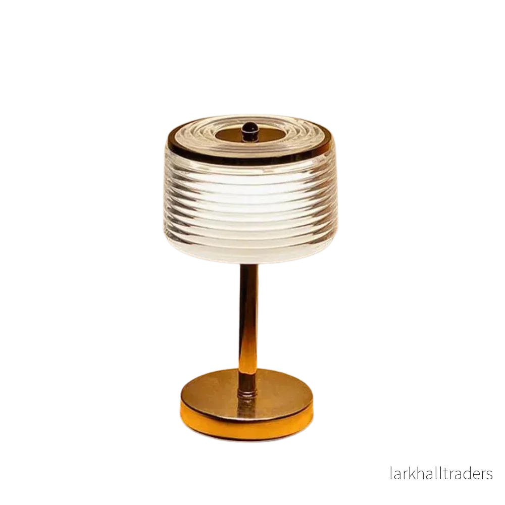 HaloLume – LED-ring bordslampa i guld med flerskikts lampskärm för eleganta interiörer