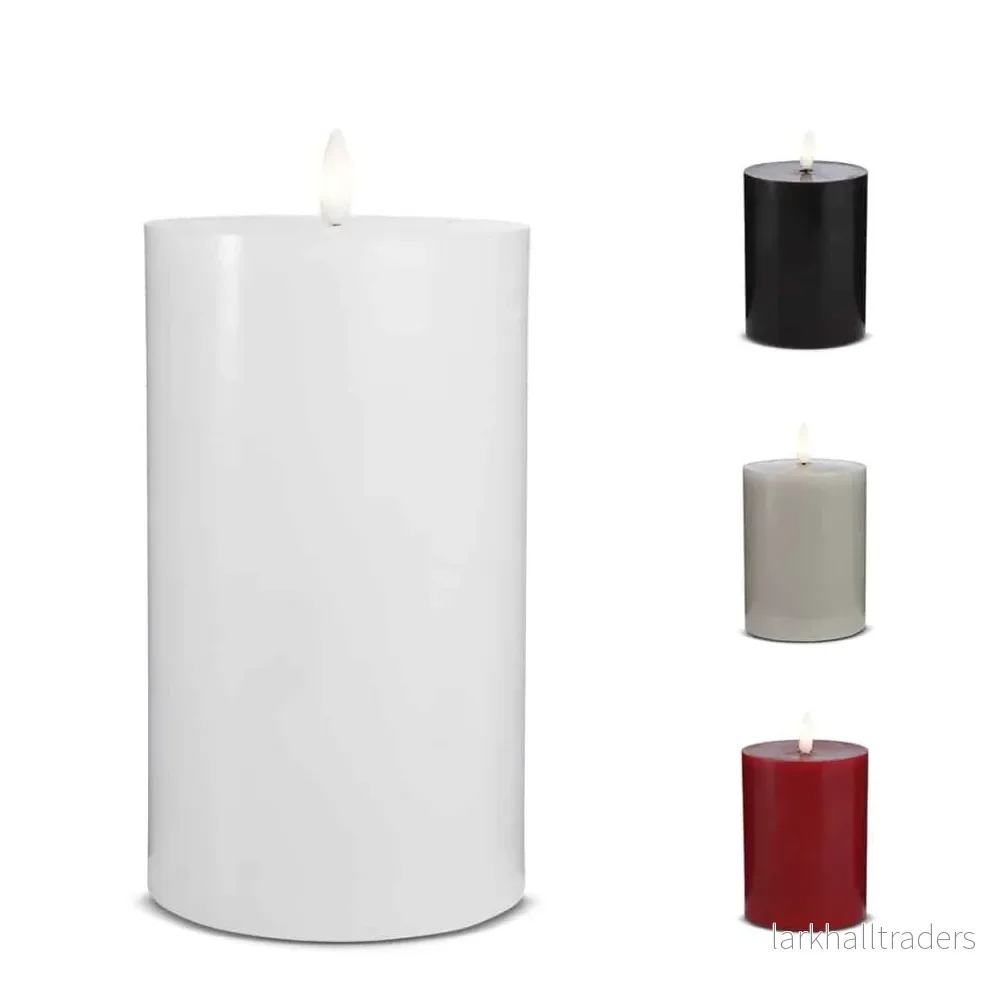 LED-ljus – 1 styck – ø7,5 x 12,5 cm – m/3D-låga – (flera färger) LED-ljus – 1 styck – ø7,5 x 12,5 cm – m/3D-låga – (flera färger)