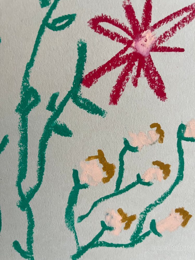 Whimsical Florals, Röd, Grön och Rosa, A3, Original Målning - Bild 2