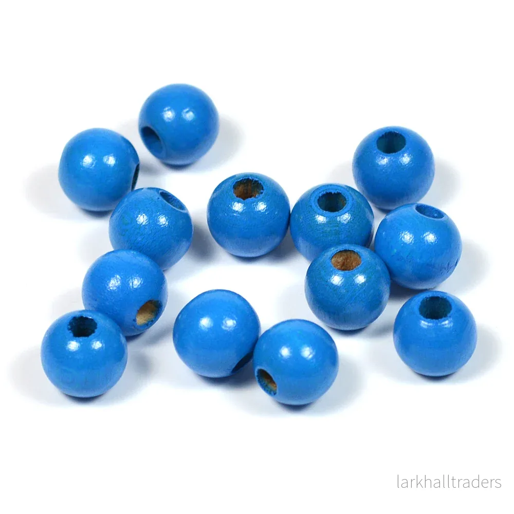 Träpärlor, 8mm, blå, 60st Träpärlor, 8mm, blå, 60st