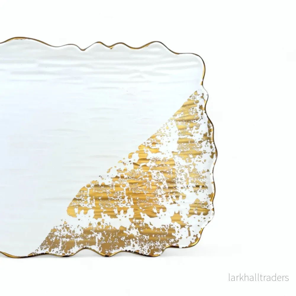 Molly Serveringsfat - 35cm Vit och Guld - Bild 3