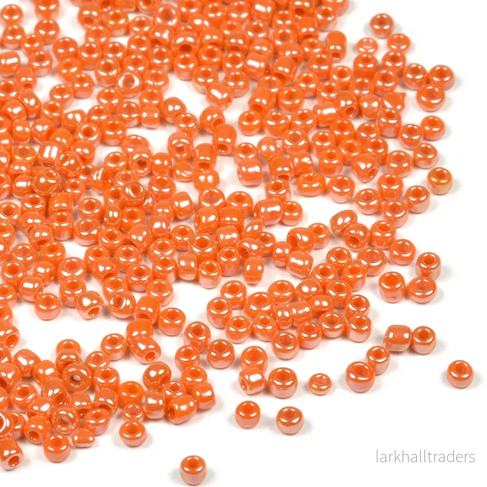 Seed Beads, 2mm, lustered orange, 30g Seed Beads, 2mm, lustered orange, 30g