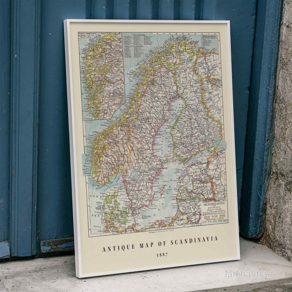 Antik karta över Skandinavien Poster