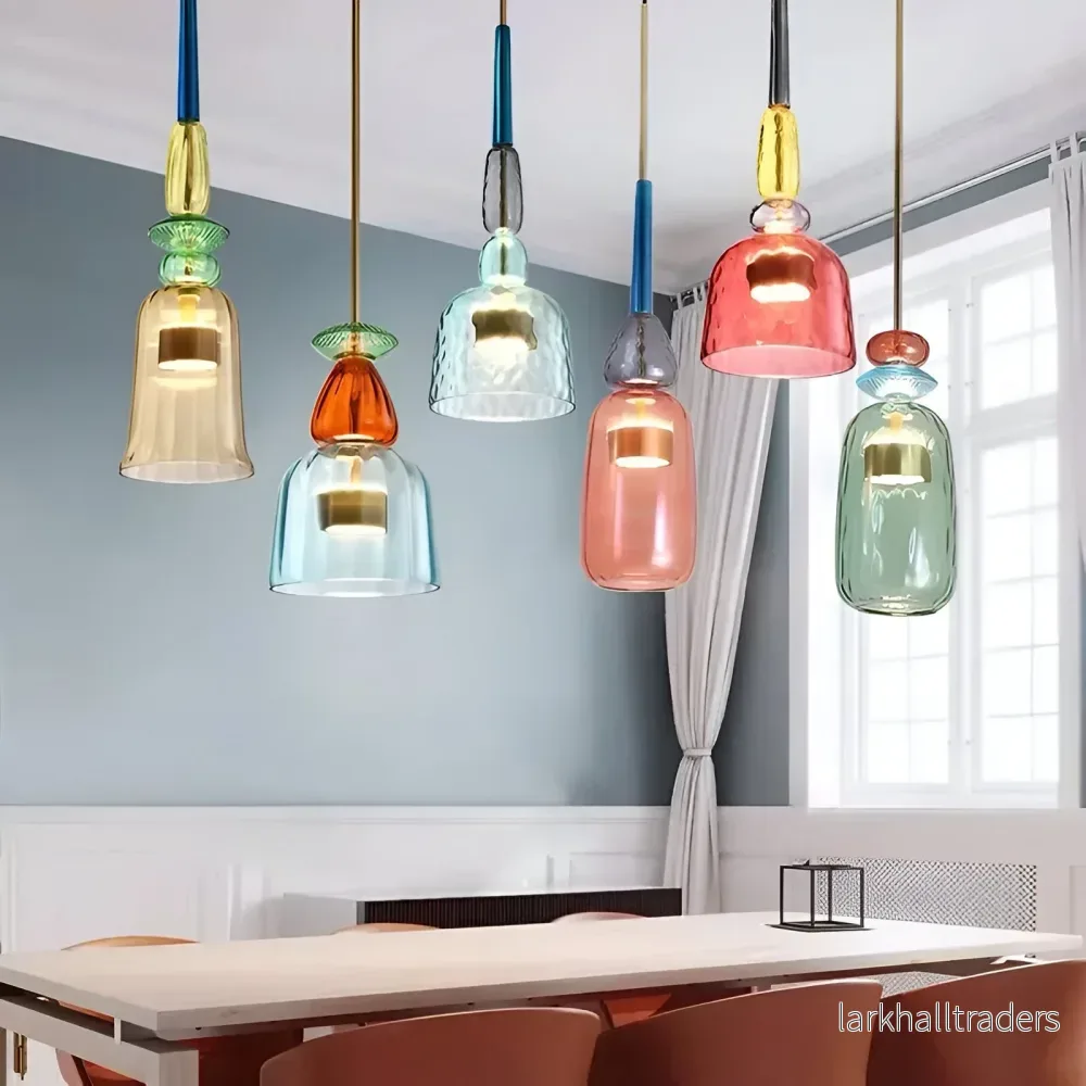 LumiFuse – Flerfärgad Glaspendellampa i Nordic Macaron-Design LumiFuse – Flerfärgad Glaspendellampa i Nordic Macaron-Design