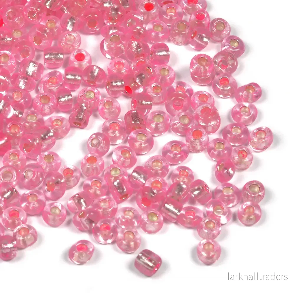 Seed Beads, 4mm, silverlined ljusrosa, 30g Seed Beads, 4mm, silverlined ljusrosa, 30g