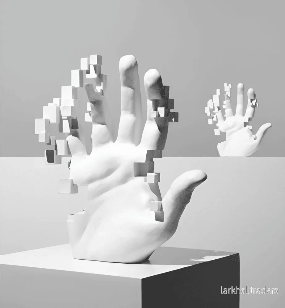 PixelPalm – Abstrakt Mosaik Handfigur i Resin - Bild 3