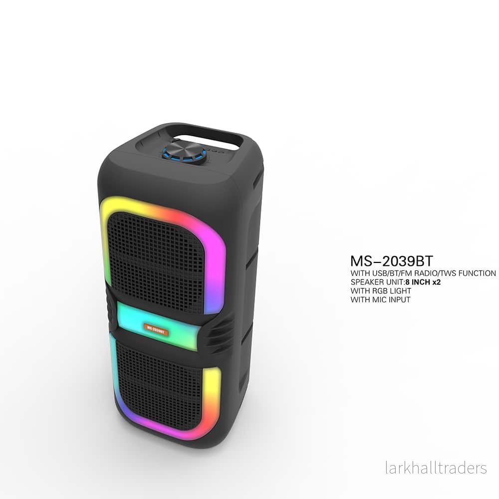Soundbox högtalare med bluetooth, RGB-ljus, FM-radio och mikrofon (56 x 24 cm.) - Bild 3