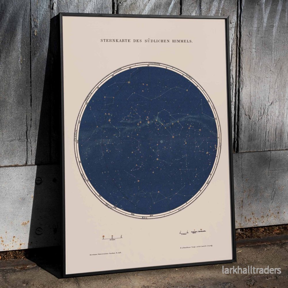 Södra himlens stjärnkarta Poster Södra himlens stjärnkarta Poster