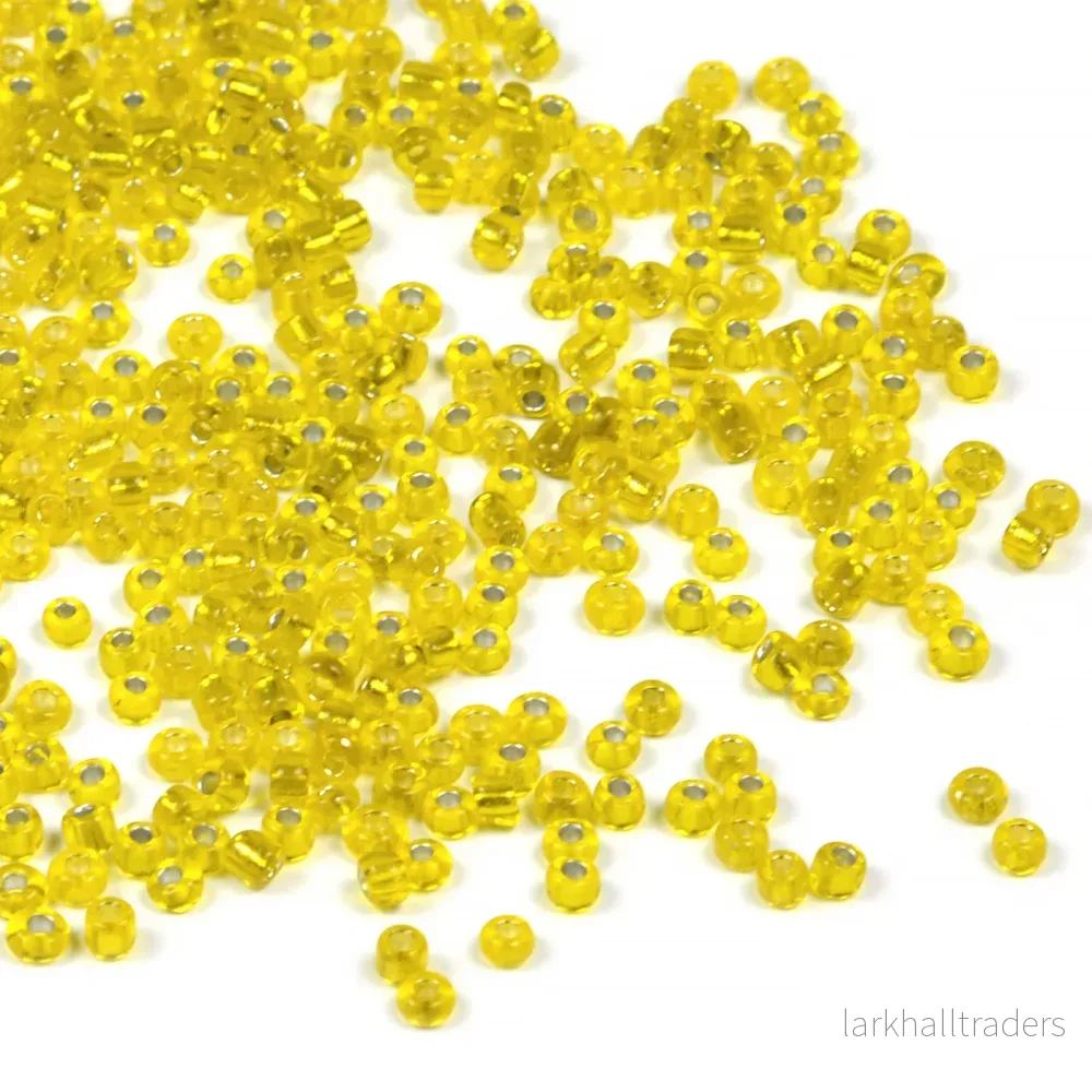 Seed Beads, 2mm, silverlined gul, 30g Seed Beads, 2mm, silverlined gul, 30g