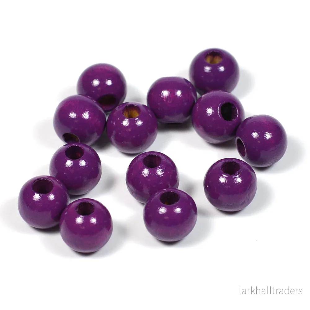Träpärlor, 8mm, plommon, 60st