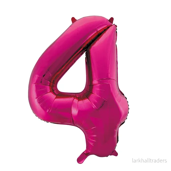 Folieballong, siffra 4 rosa 86 cm