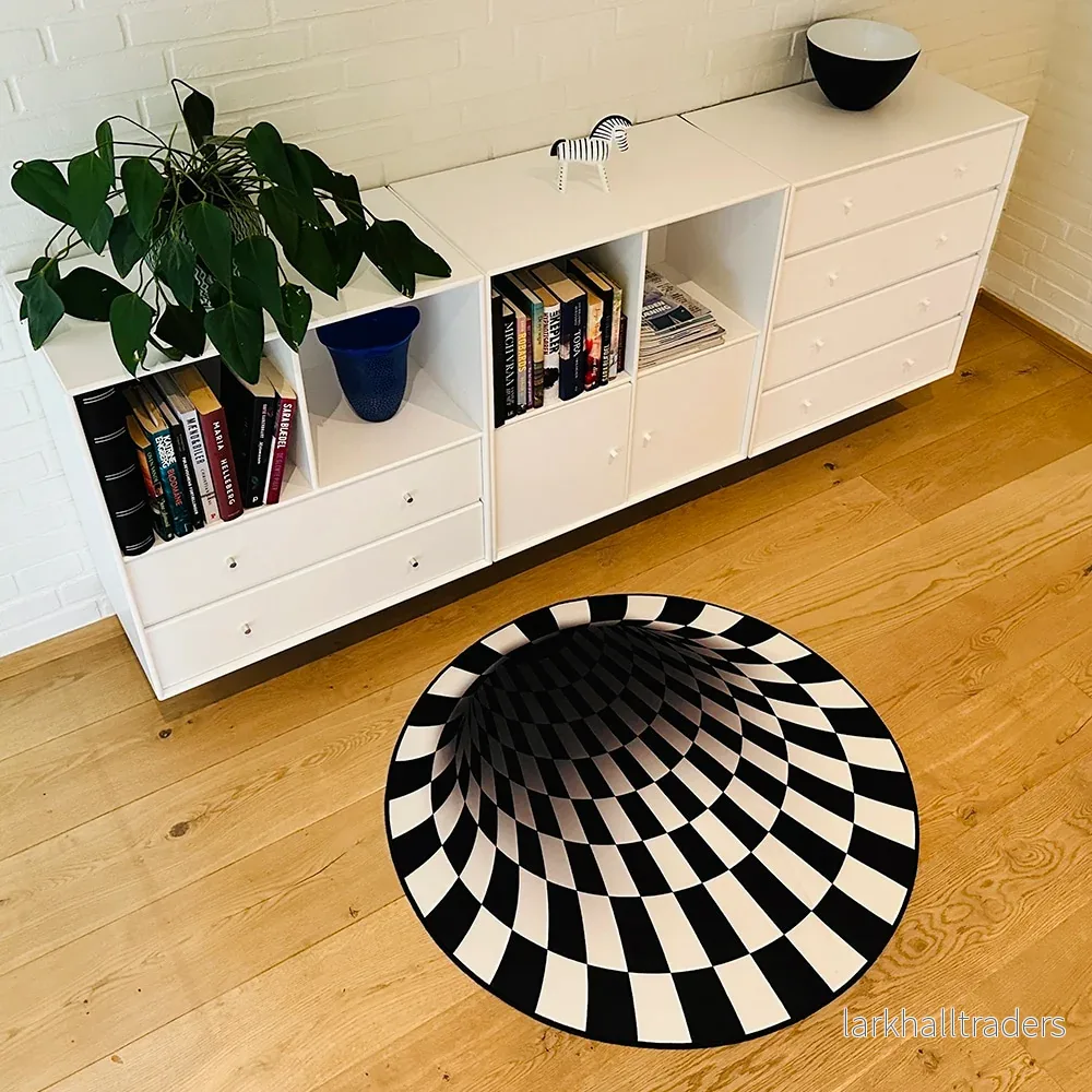 Rund Vortex 3D illusionsmatta – 100 cm – halkfri Rund Vortex 3D illusionsmatta – 100 cm – halkfri