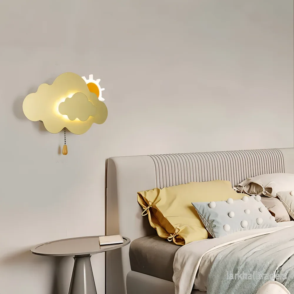 SkyGlow – Vägglampa med Moln och Sol för Barnrum – Mjuk LED-belysning för Lekfulla Drömmar - Bild 2