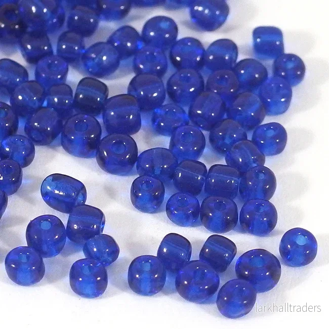 Seed Beads, 4mm, transparent marinblå, 30g
